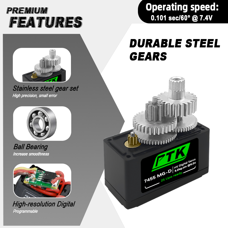 PTK 7455MG-D servo 12g Digital - đánh giá và giá Rc Hobby Model