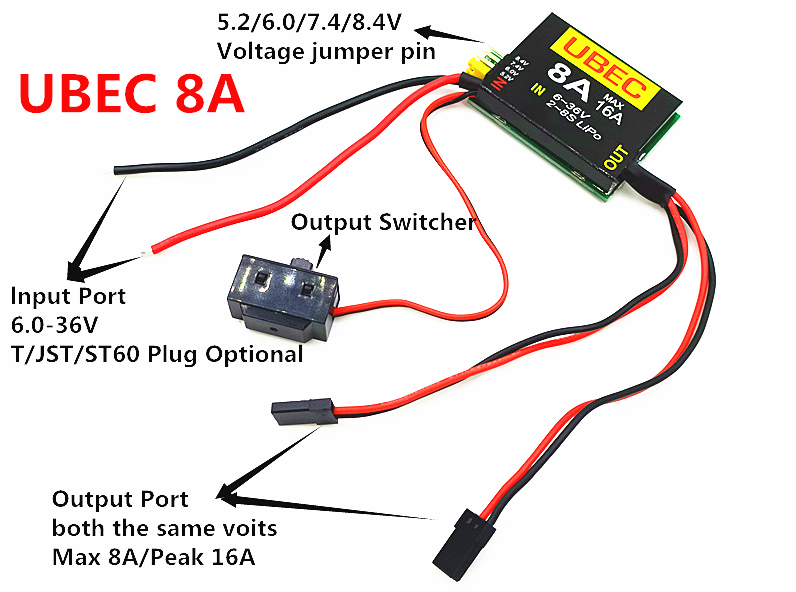 4S-6S 15-26v UBEC-8A BEC DUAL  - đánh giá và giá Hobby Queen Rc
